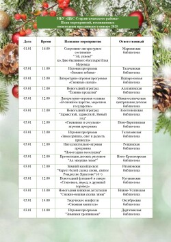 План мероприятий МБУ ЦБС Стерлитамакского района на январь