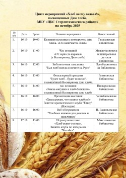 Цикл тематических мероприятий «Хлеб всему голова!»