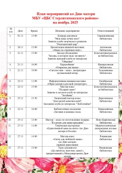 План мероприятий ко Дню матери