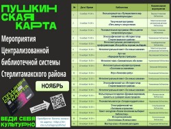 Афиша мероприятий по Пушкинской карте на Ноябрь