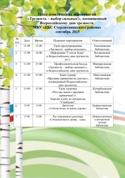 Цикл тематических мероприятий  «Трезвость – выбор сильных!», посвященный Всероссийскому дню трезвости.