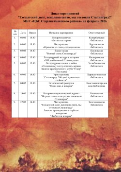 Цикл  тематических  мероприятий  «Солдатский долг, исполнив свято, мы отстояли Сталинград!»
