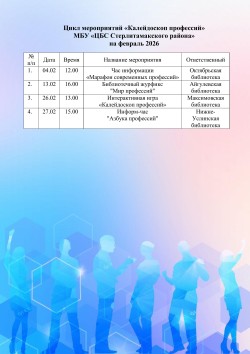 Цикл  тематических  мероприятий  «Калейдоскоп профессий»