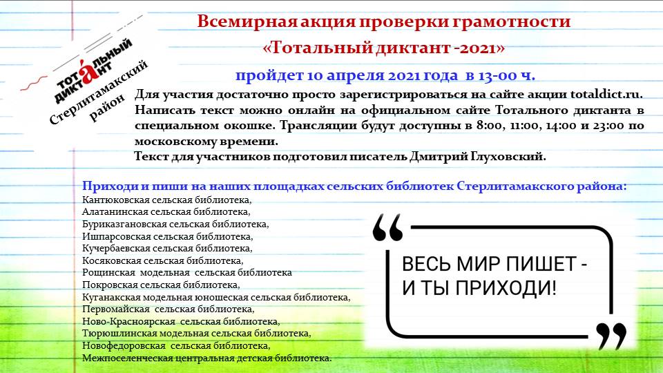 Тотальный диктант афиша----
